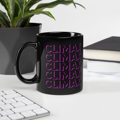 CLIMAX Mug – Black Glossy Coffee Cup for Bold Pleasure-Positive Vibes