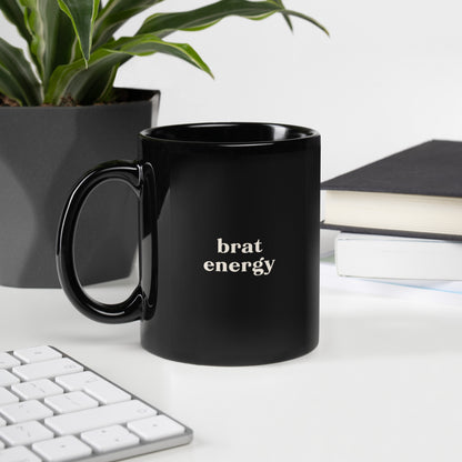Brat Energy Mug – Black Cream Play-Friendly Statement Coffee Cup