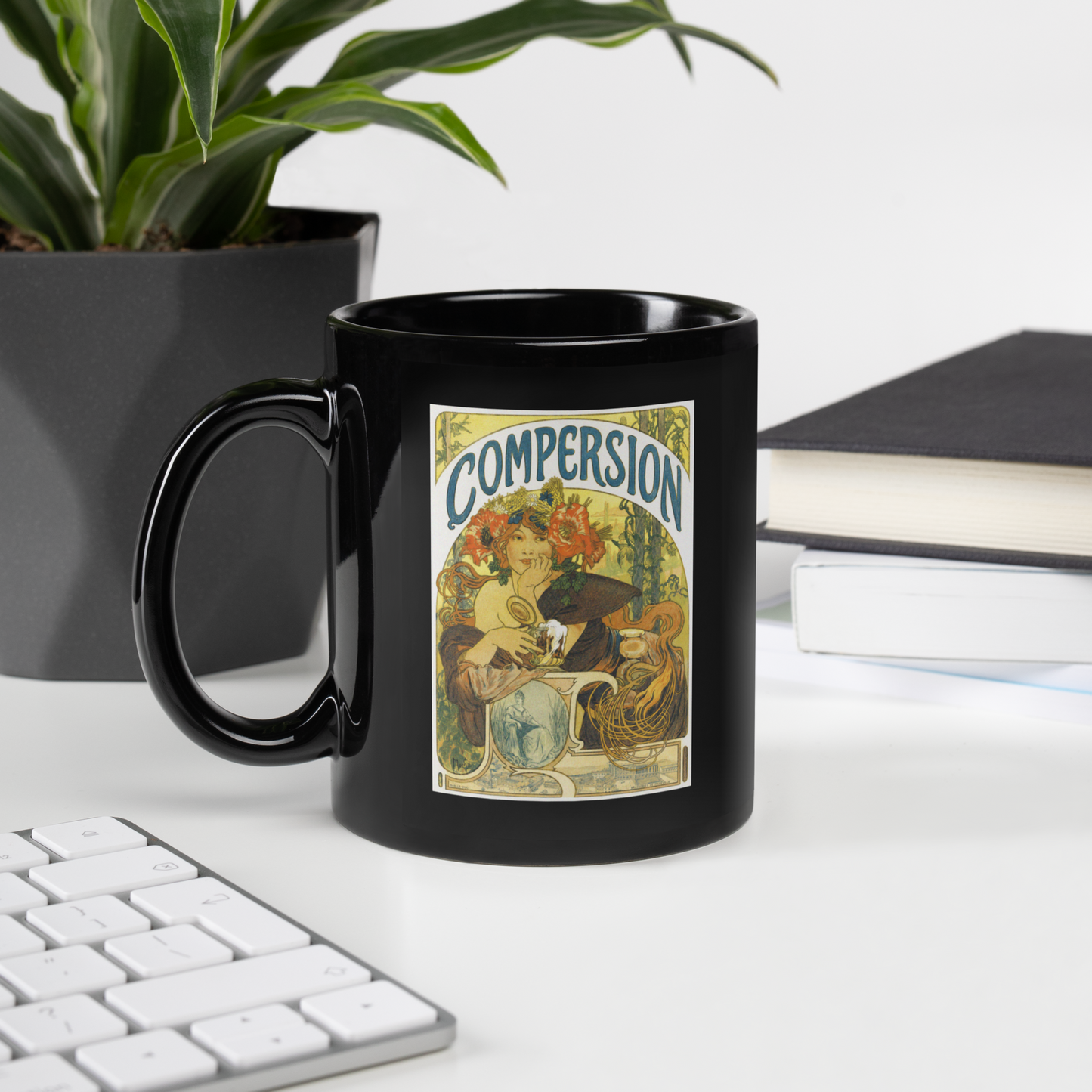 Vintage Compersion Mug - Art Nouveau Polyamory Floral Design