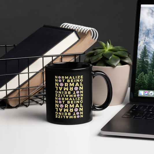 Neurodivergent Affirmation Mug – Yellow Modern Smileys Coffee Cup