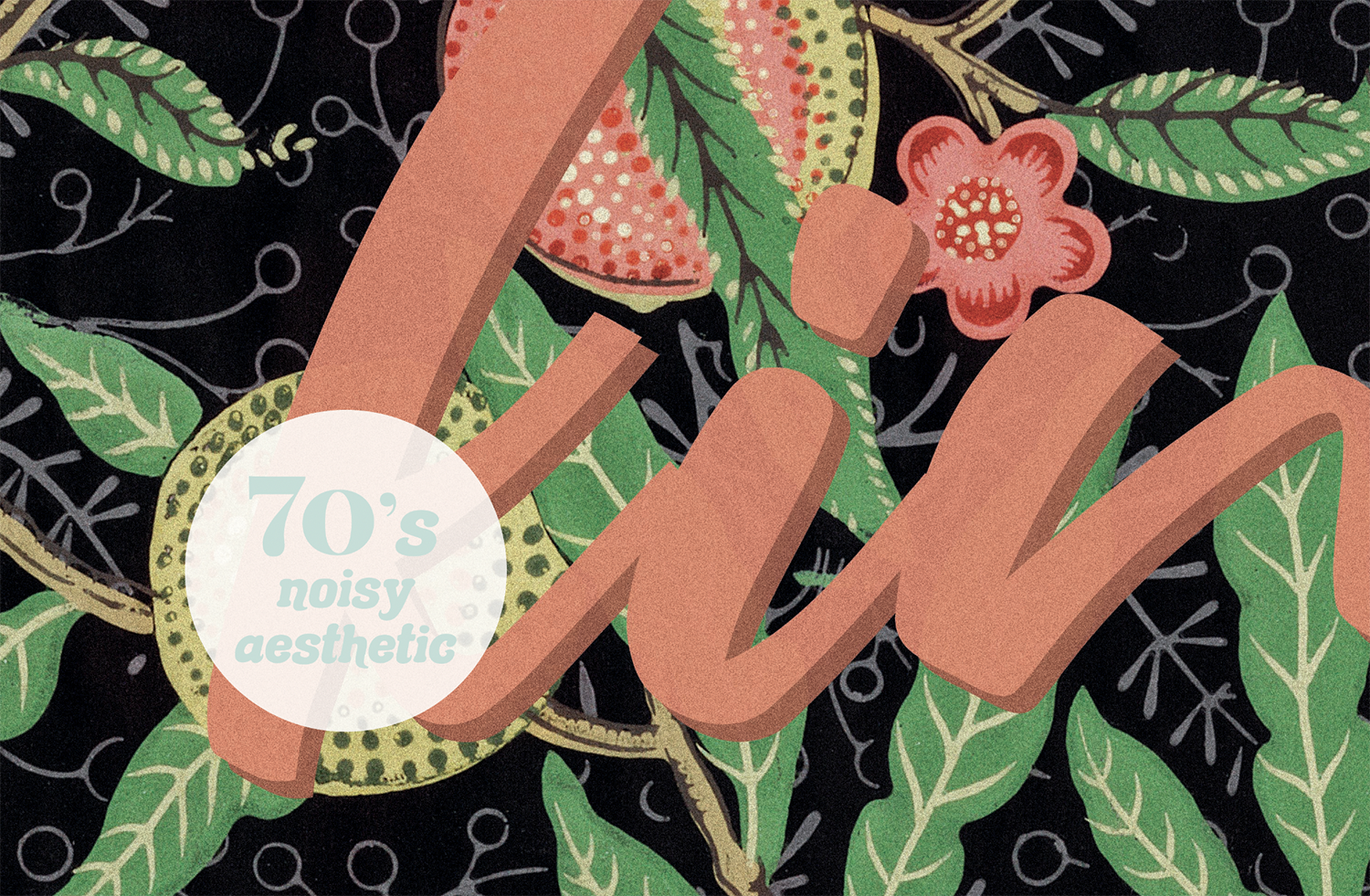 Close-up of vintage-inspired colorful body-positive wall art.