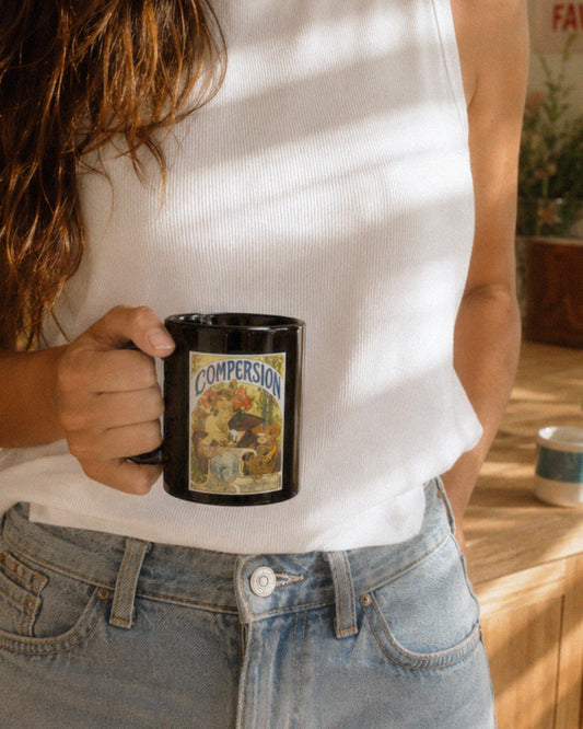 Vintage Compersion Mug - Art Nouveau Polyamory Floral Design