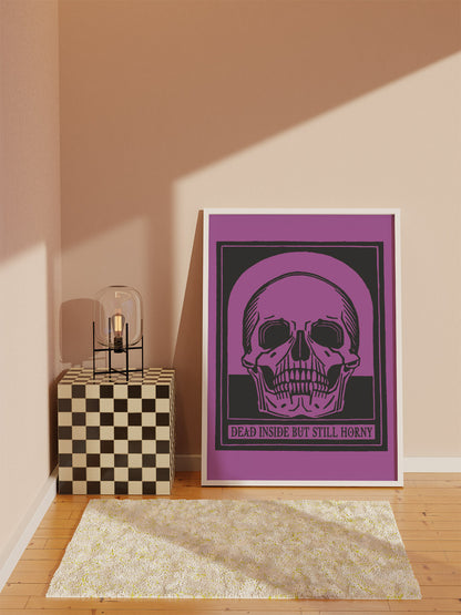 Dead Inside Poster – Vintage Skull Dark Humor Wall Art