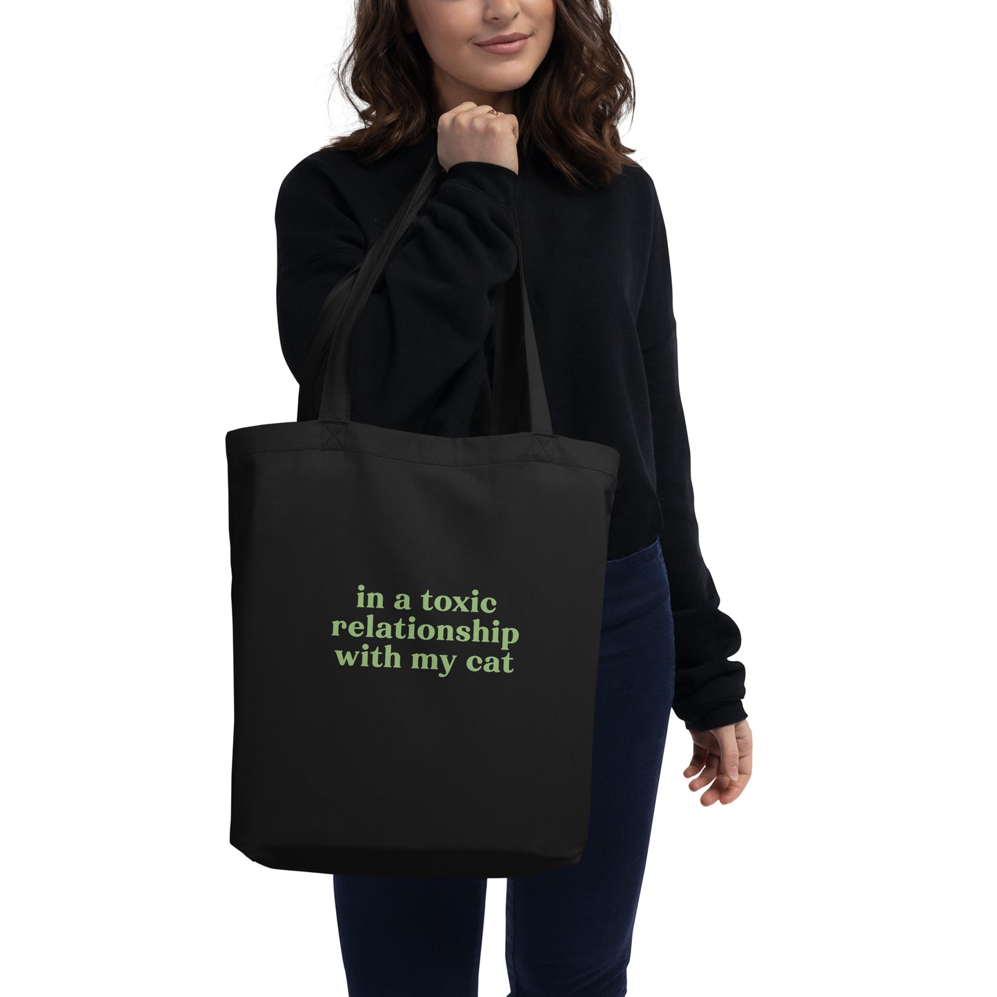 Toxic Relationship Cat Eco Tote Bag – Sarcastic Humor for Cat People
