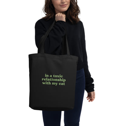 Toxic Relationship Cat Eco Tote Bag – Sarcastic Humor for Cat People