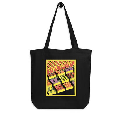 Very Fruity Eco Tote Bag – Black Queer Campy Accessory with Vintage Fruit Stand Design