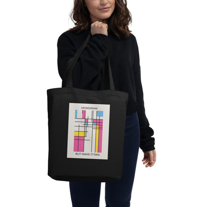Pan Mondrian Eco Tote Bag – Abstract Pansexual Pride Flag Carryall
