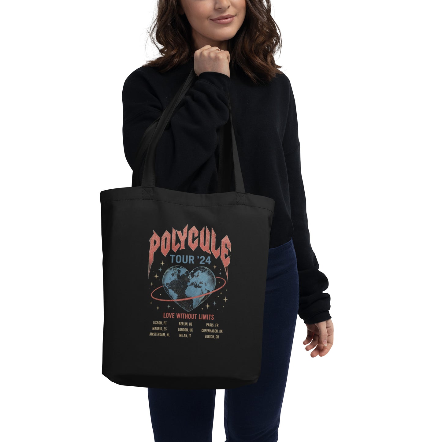 Polycule Tour Eco Tote Bag - Vintage Rock Band Style ENM Carryall