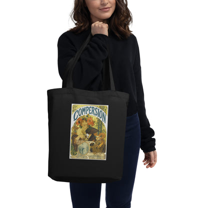 Vintage Compersion Eco Tote Bag - Art Nouveau Polyamory Flower Design