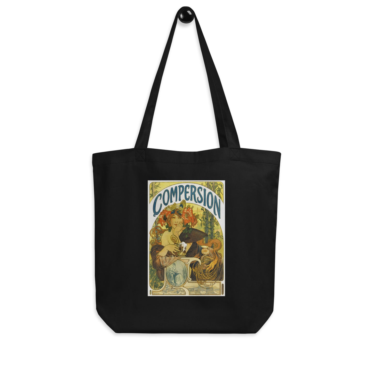 Vintage Compersion Eco Tote Bag - Art Nouveau Polyamory Flower Design