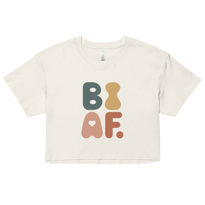 BI AF Bisexual Pride Crop Top – Bold Retro LGBTQ+ Vibrant Tee
