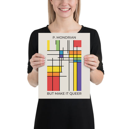 Queer Mondrian Poster – LGBTQ+ Pride Flag Abstract Wall Art