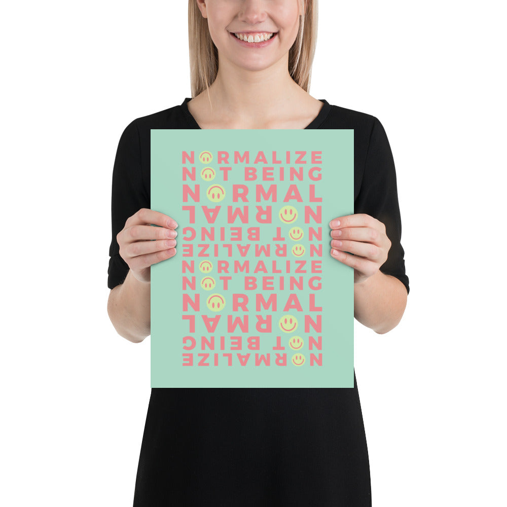 Non-Normative Poster – Green Modern Smiley Neurodiverse Affirmation Wall Art