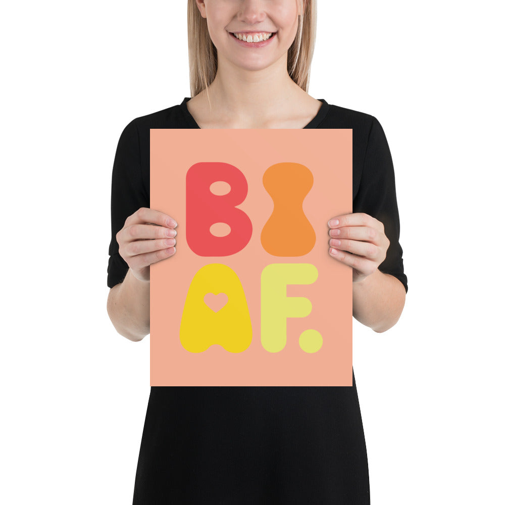 BI AF Poster – Bold Retro Orange Bisexual Pride Wall Art