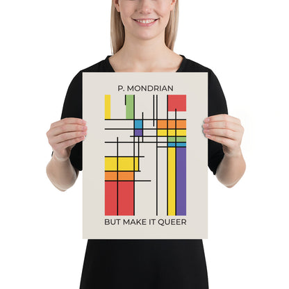 Queer Mondrian Poster – LGBTQ+ Pride Flag Abstract Wall Art