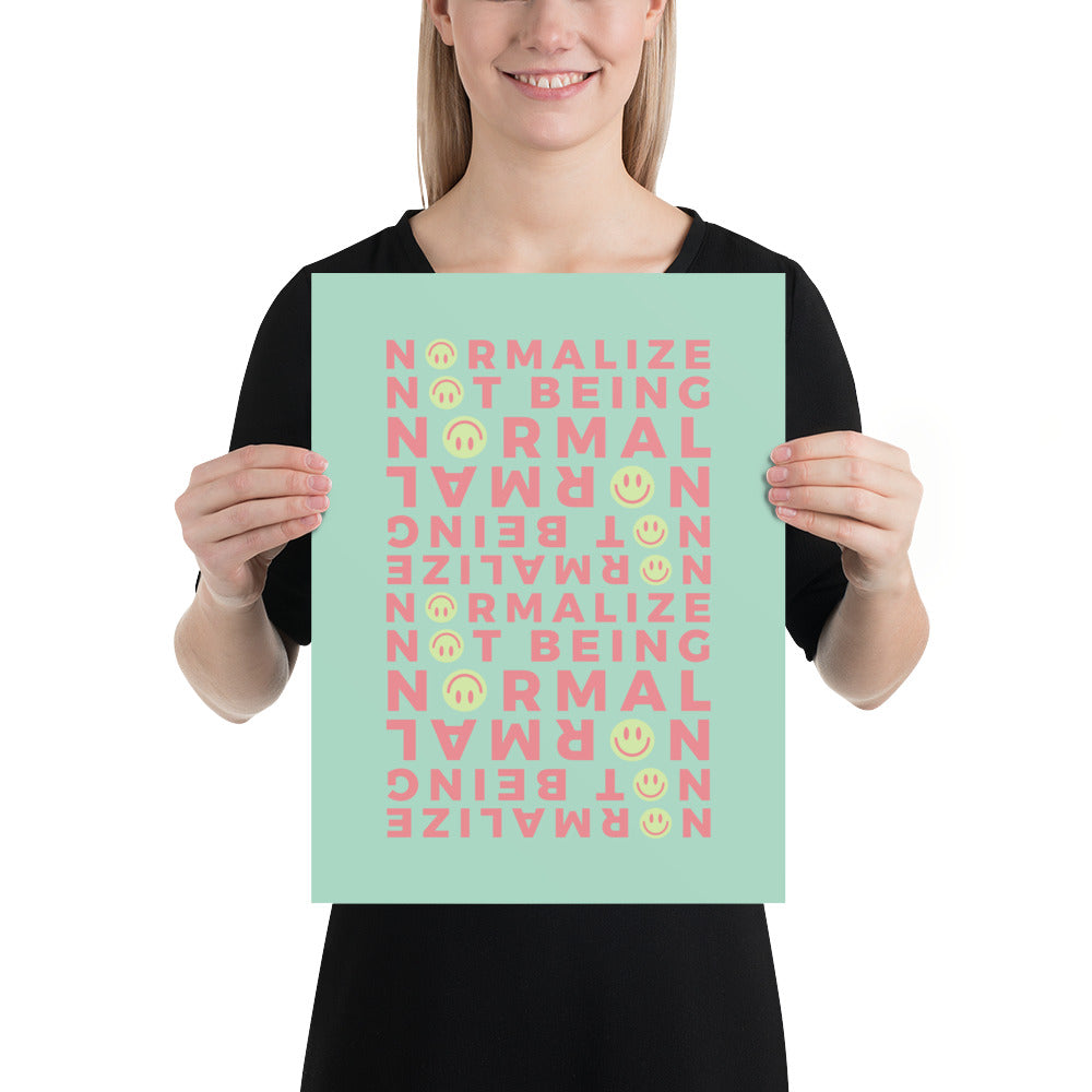 Non-Normative Poster – Green Modern Smiley Neurodiverse Affirmation Wall Art