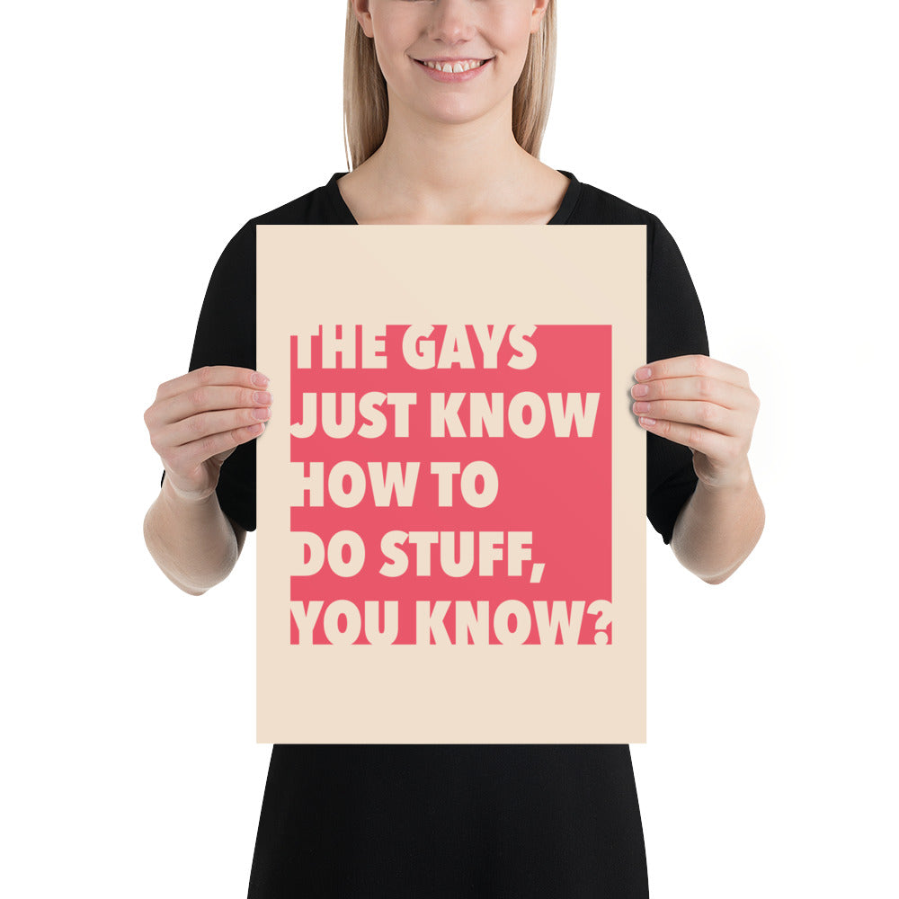 The Gays Just Know Poster – Bold Red Quote Art for Queer White Lotus Fans