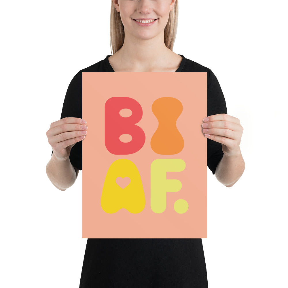 BI AF Poster – Bold Retro Orange Bisexual Pride Wall Art