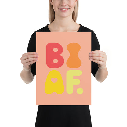 BI AF Poster – Bold Retro Orange Bisexual Pride Wall Art