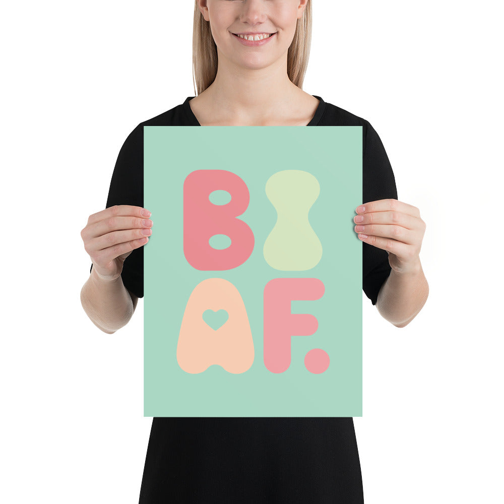 BI AF Poster – Soft Pastel Green Bisexual Pride Wall Art