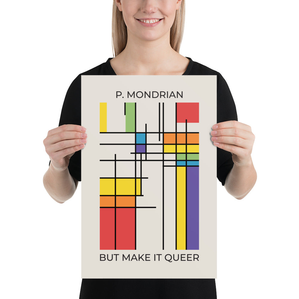 Queer Mondrian Poster – LGBTQ+ Pride Flag Abstract Wall Art