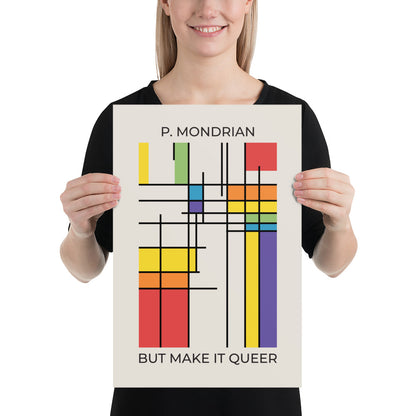 Queer Mondrian Poster – LGBTQ+ Pride Flag Abstract Wall Art