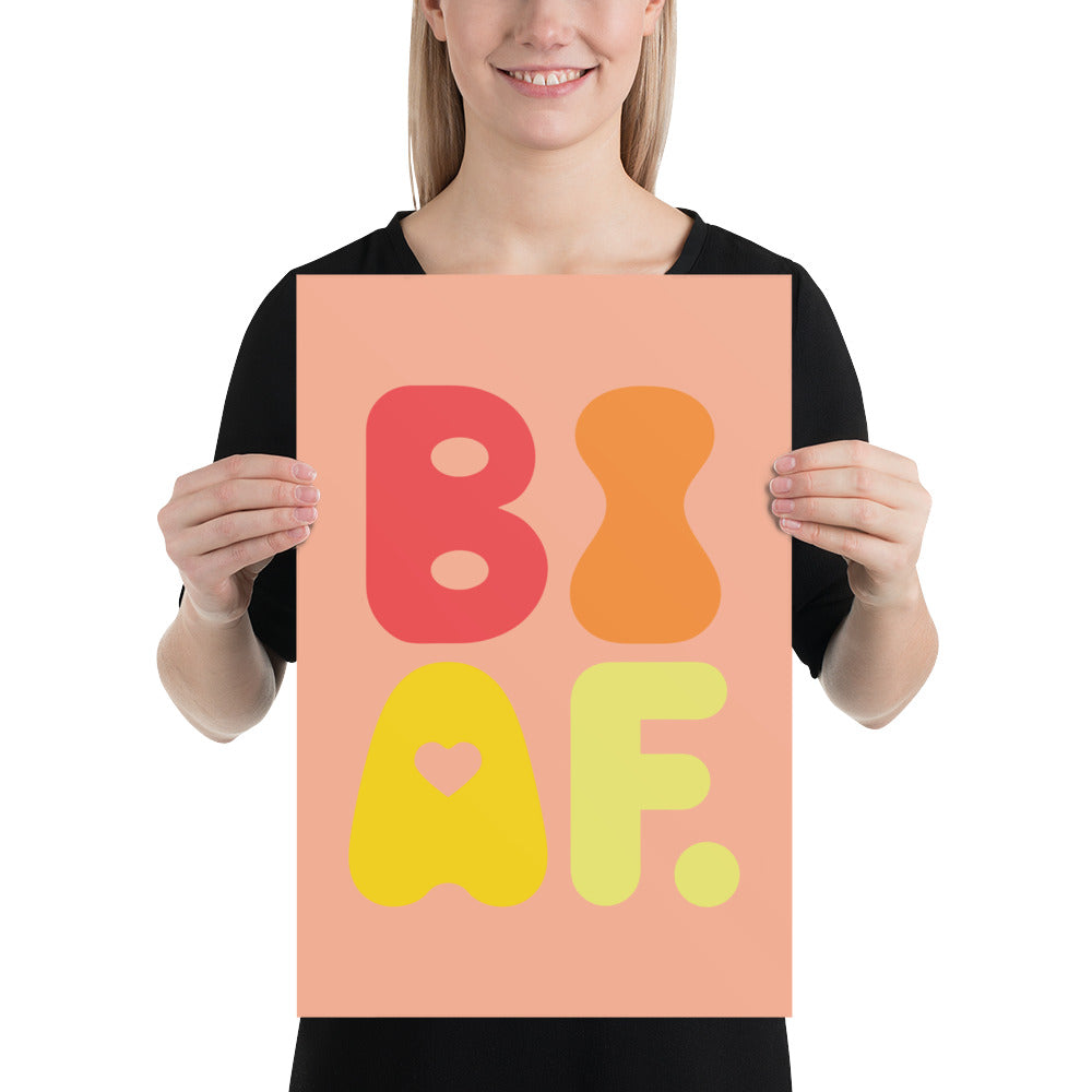BI AF Poster – Bold Retro Orange Bisexual Pride Wall Art
