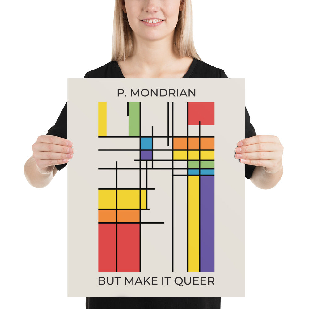 Queer Mondrian Poster – LGBTQ+ Pride Flag Abstract Wall Art