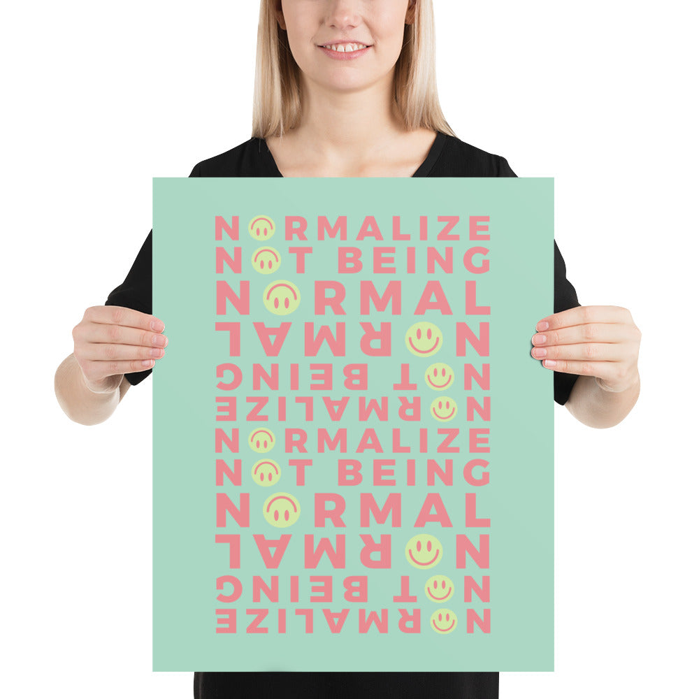 Non-Normative Poster – Green Modern Smiley Neurodiverse Affirmation Wall Art