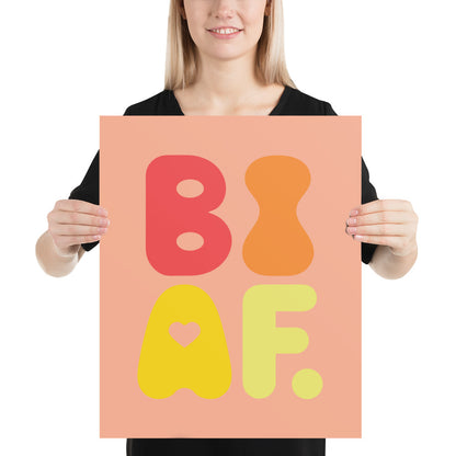 BI AF Poster – Bold Retro Orange Bisexual Pride Wall Art