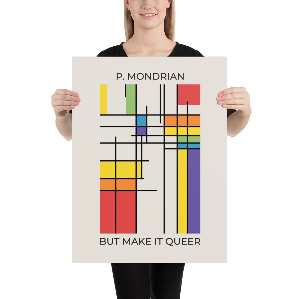 Queer Mondrian Poster – LGBTQ+ Pride Flag Abstract Wall Art