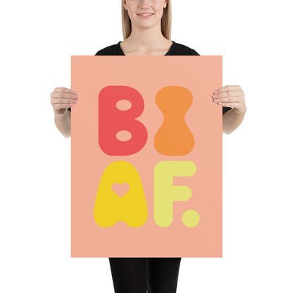 BI AF Poster – Bold Retro Orange Bisexual Pride Wall Art
