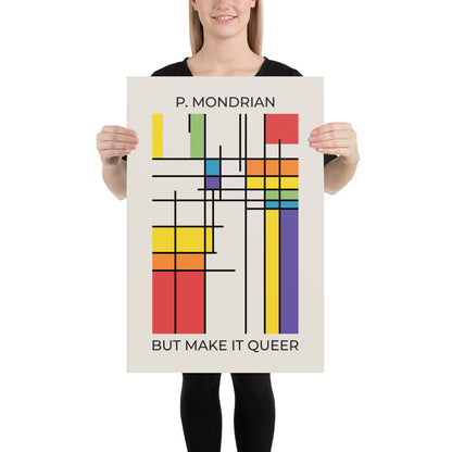 Queer Mondrian Poster – LGBTQ+ Pride Flag Abstract Wall Art
