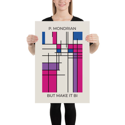 Bi Mondrian Poster – LGBTQ+ Pride Flag Abstract Wall Art