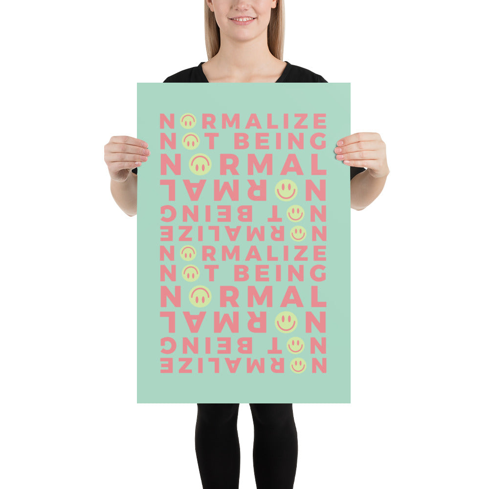 Non-Normative Poster – Green Modern Smiley Neurodiverse Affirmation Wall Art