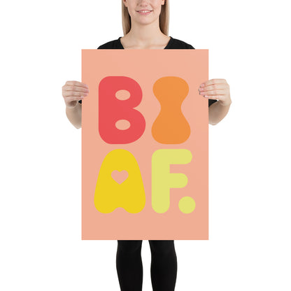 BI AF Poster – Bold Retro Orange Bisexual Pride Wall Art