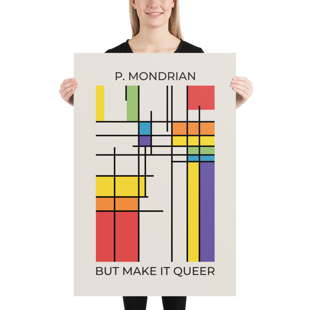Queer Mondrian Poster – LGBTQ+ Pride Flag Abstract Wall Art