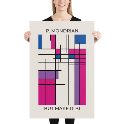 Bi Mondrian Poster – LGBTQ+ Pride Flag Abstract Wall Art