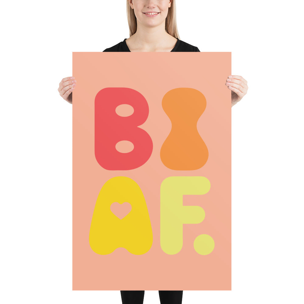 BI AF Poster – Bold Retro Orange Bisexual Pride Wall Art