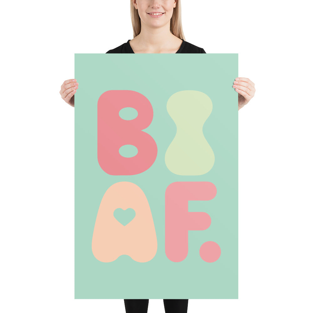 BI AF Poster – Soft Pastel Green Bisexual Pride Wall Art