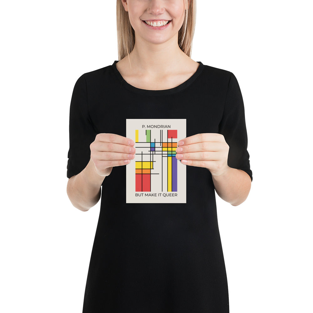 Queer Mondrian Poster – LGBTQ+ Pride Flag Abstract Wall Art