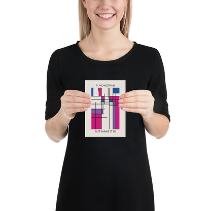 Bi Mondrian Poster – LGBTQ+ Pride Flag Abstract Wall Art