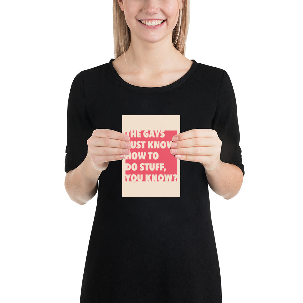 The Gays Just Know Poster – Bold Red Quote Art for Queer White Lotus Fans