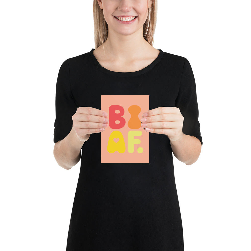 BI AF Poster – Bold Retro Orange Bisexual Pride Wall Art