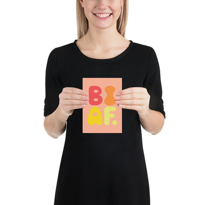 BI AF Poster – Bold Retro Orange Bisexual Pride Wall Art