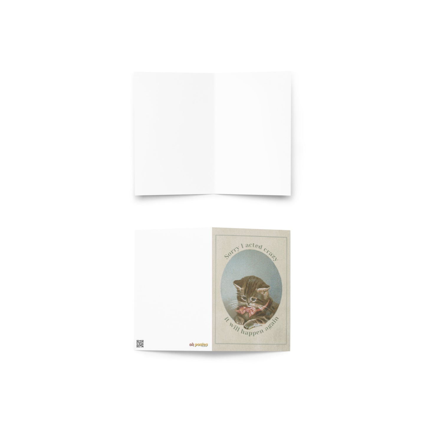 Sorry I Acted Crazy Greeting Card – Vintage Cat Chaos Apology Stationery