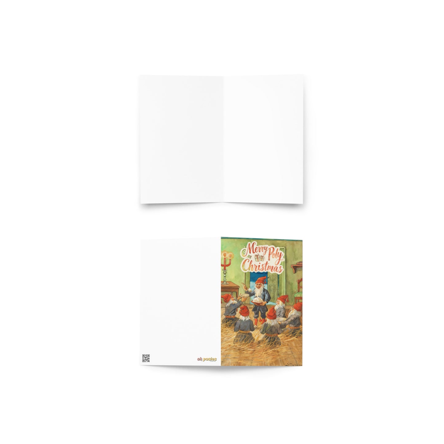Merry Poly Christmas Greeting card – Vintage Holiday Card for ENM & Choosen Family