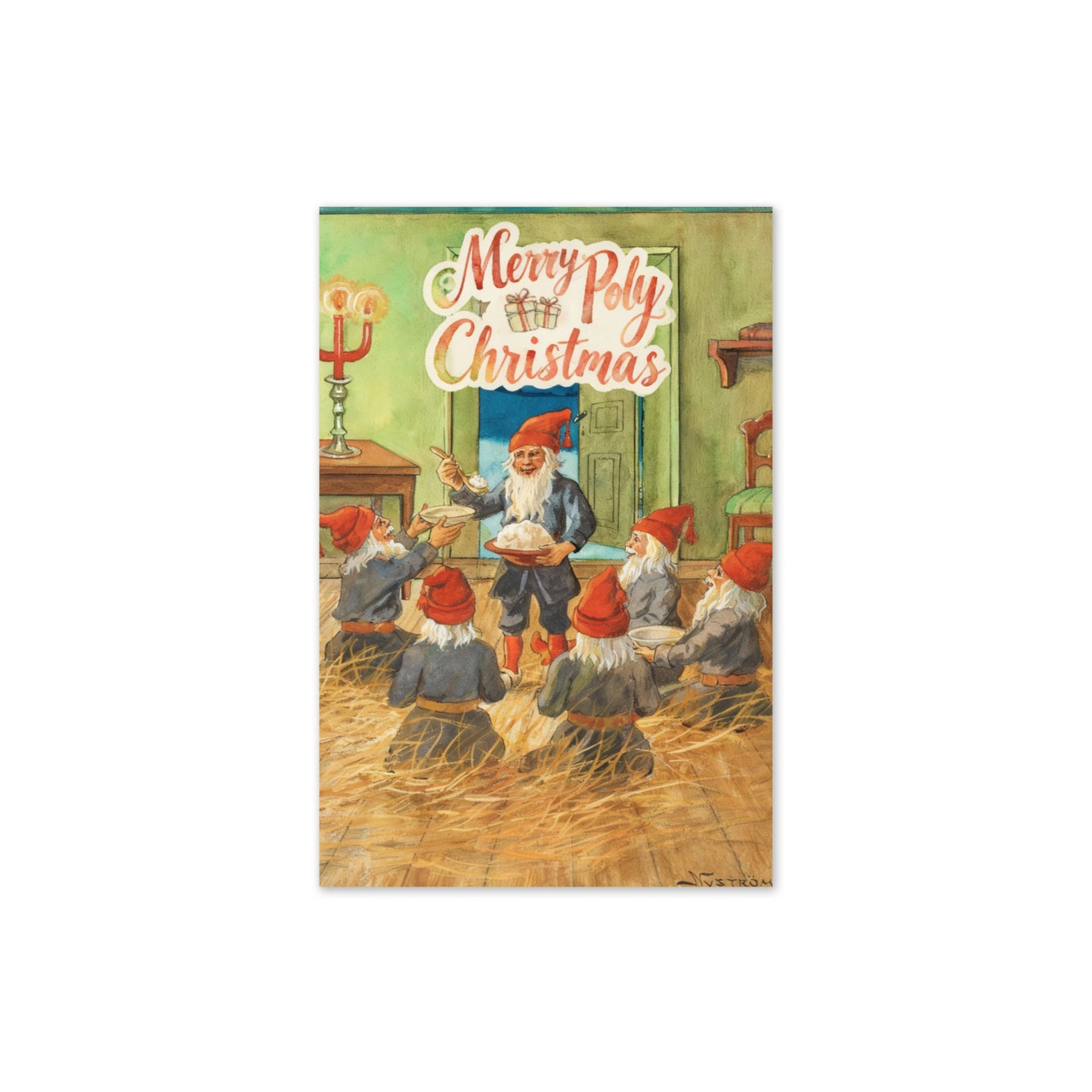 Merry Poly Christmas Greeting card – Vintage Holiday Card for ENM & Choosen Family