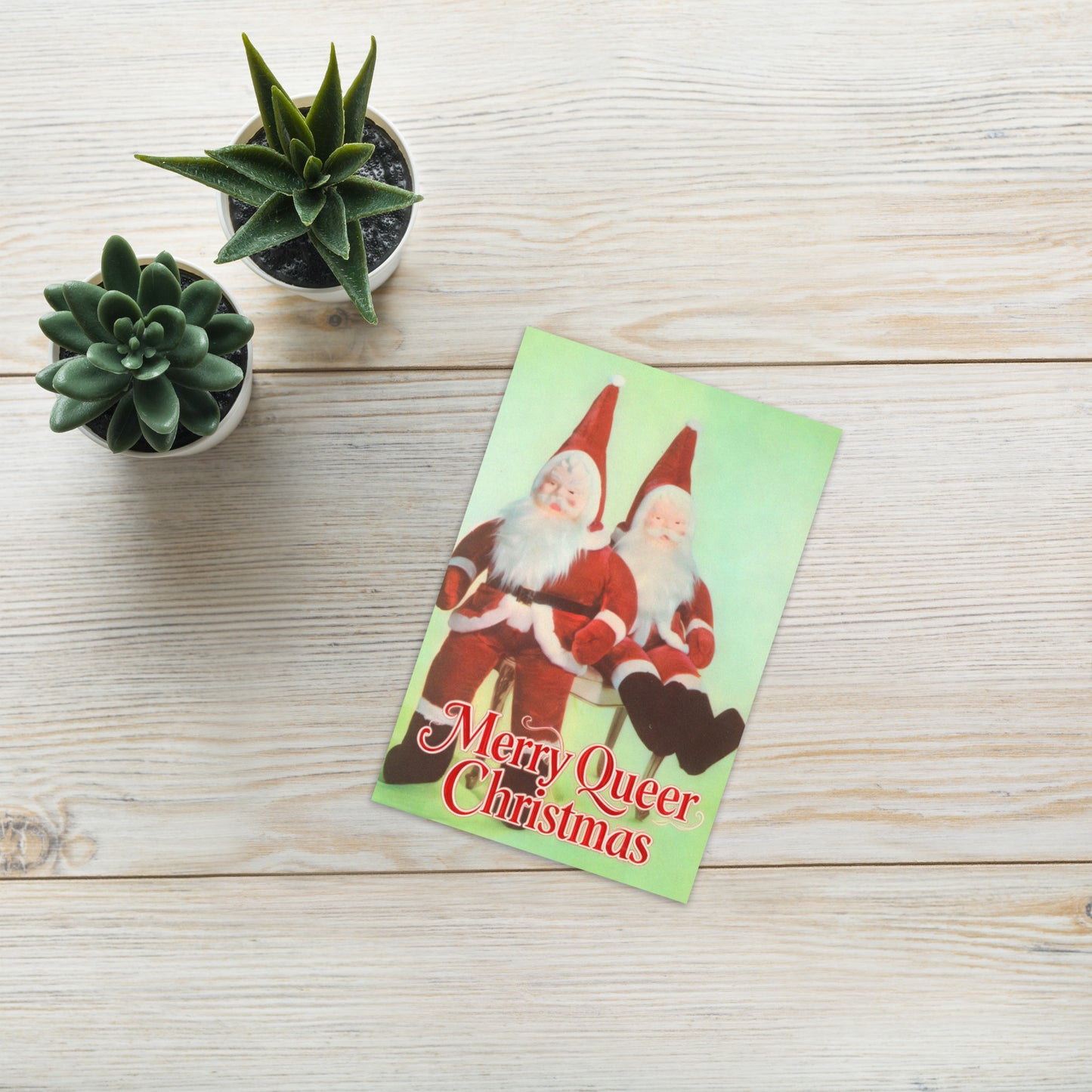 Merry Queer Christmas Greeting card – Campy Vintage Holiday LGBTQ+ Card