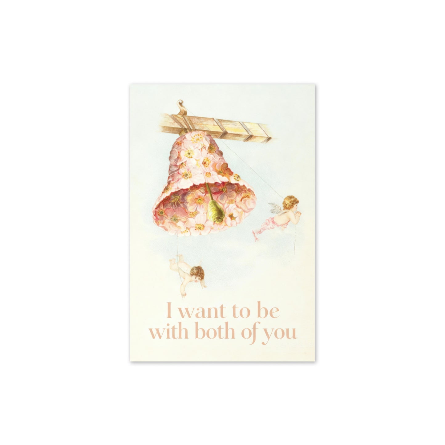 I Want to Be With Both of You – Vintage Polyamory Greeting Card